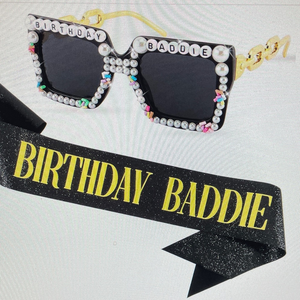 Birthday Baddie Sunglasses and Sash Set NWT